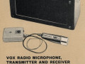 Vox Radio Microphone, wellicht s'werelds eerste draadloze zender. Uit JMI catalogus begin 1964.