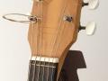 Egmond 101-7 Sunburst met de duim omhoog slagplaat, headstock front.
