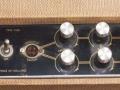 Egmond  V1230 12 watt  buizenversterker 1961, display met 3 DIN guitar inputs en footswitch. Knoppen niet origineel.