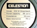 G12 M Greenback 25 w 16 ohm ceramic Celestion International Ltd label.
