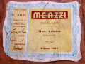 Meazzi Ariston acoustic gitaar, made in Sicilie 1964, label.