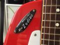 Meazzi Zodiac gitaar 2 pickups en tremolo Hollywood serie Red 1965,  badge.