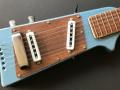 Jennings Rifle guitar N.2 The Outlaw Metallic Blue made in Italy 1971, body front.