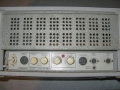 Meazzi Ultrasonic PA588 buizenversterker, top met 2 inputs, vibrato footswitch, externe speaker aansluiting en mixerplug.