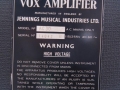 Vox AC 30/6 Bass, Red panel van aug 1964, basketweave, typeplaatje.