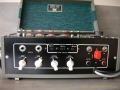 Vox Domino Echo - model MK2 low - fabrikaat Watkins - Open deksel met klein typeplaatje.