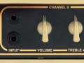 VOX AC15H1TV black panel, links Channel 1 high/low EF86 1958 circuit, rechts Channel 2 high/low ECC83-12AX7 Top Boost toonregeling 1963 circuit.