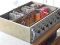 Vox transistor versterker PAR 100 SS 6 kanaals (5 micro + 1 muziek) 100 watt met springreverb 1969, open chassis met galmveer.