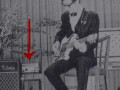 Hank Marvin met voxECHO (Framez Echomatic) Model No. 2  op de stoel en met Burns Marvin gitaar.